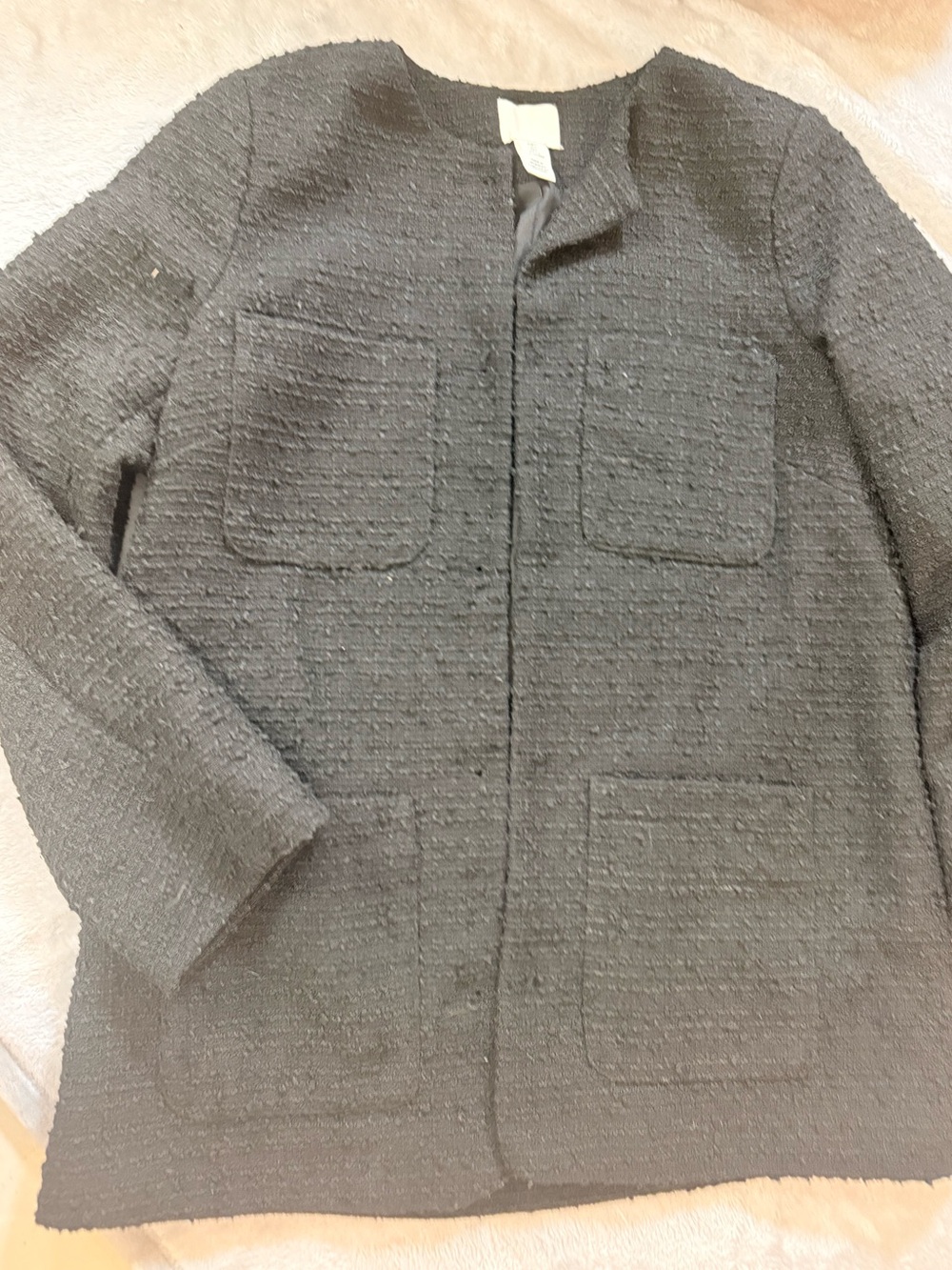 Zara  Small Women's Black Tweed Pocket Jacket